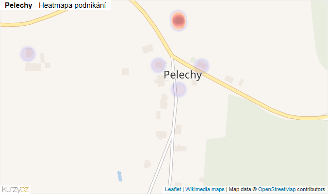 Mapa Pelechy - Firmy v části obce.