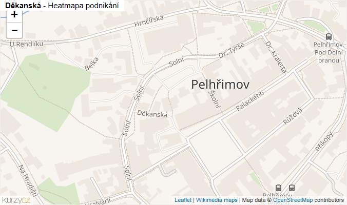 Mapa Děkanská - Firmy v ulici.