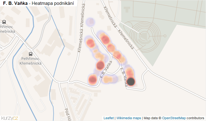 Mapa F. B. Vaňka - Firmy v ulici.