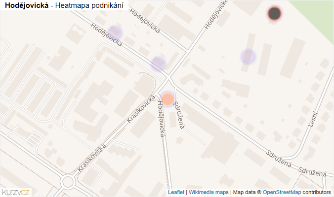 Mapa Hodějovická - Firmy v ulici.