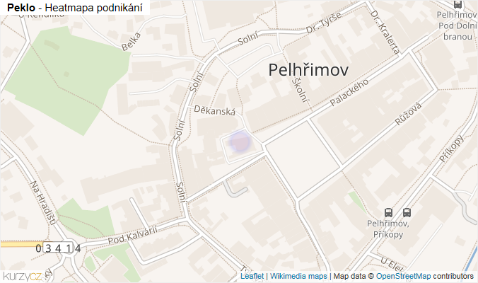 Mapa Peklo - Firmy v ulici.