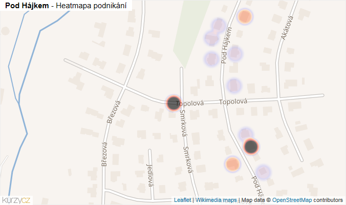 Mapa Pod Hájkem - Firmy v ulici.