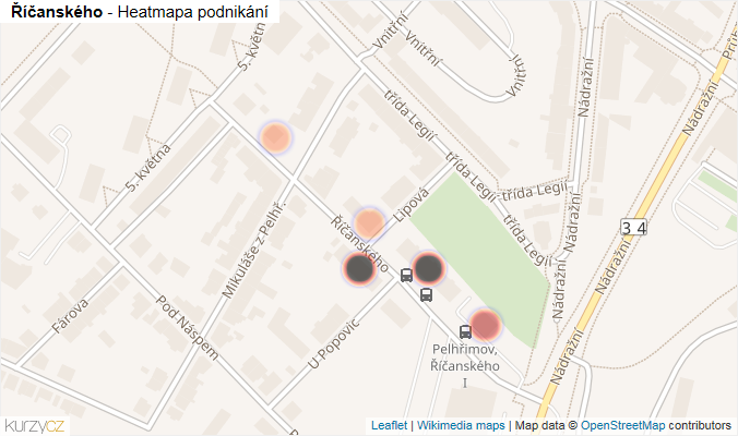 Mapa Říčanského - Firmy v ulici.