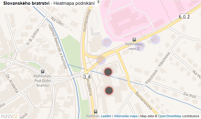 Mapa Slovanského bratrství - Firmy v ulici.