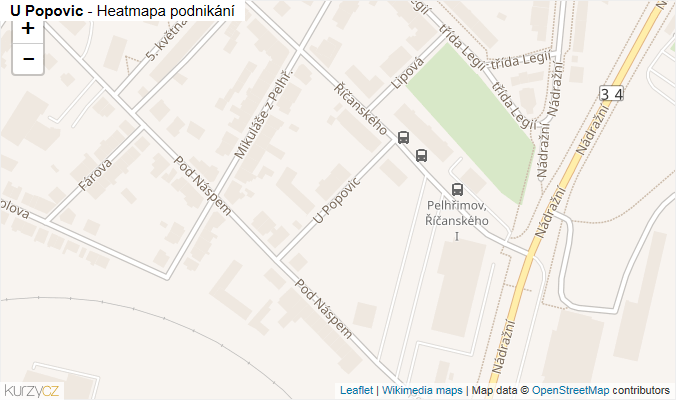 Mapa U Popovic - Firmy v ulici.