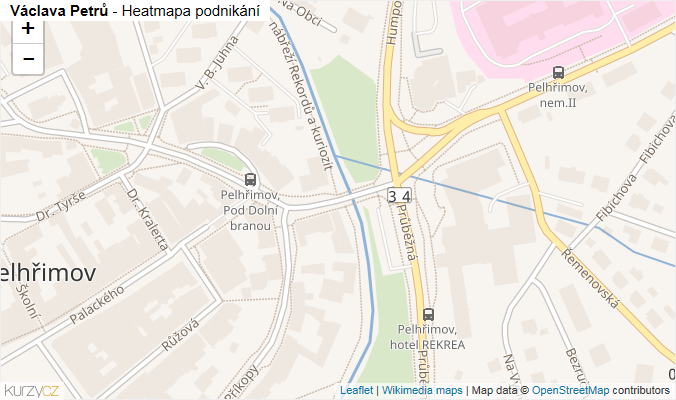 Mapa Václava Petrů - Firmy v ulici.
