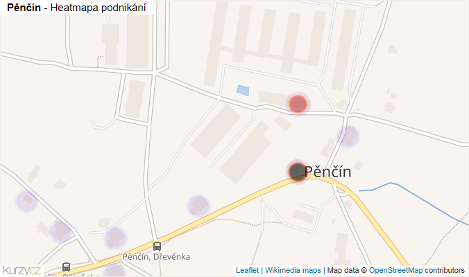 Mapa Pěnčín - Firmy v obci.