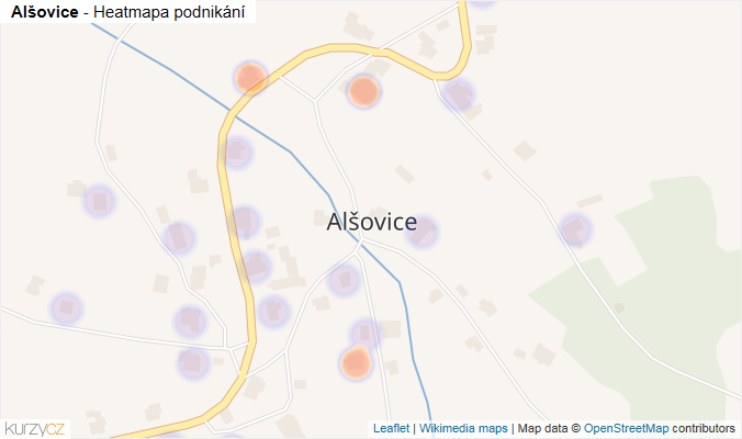 Mapa Alšovice - Firmy v části obce.