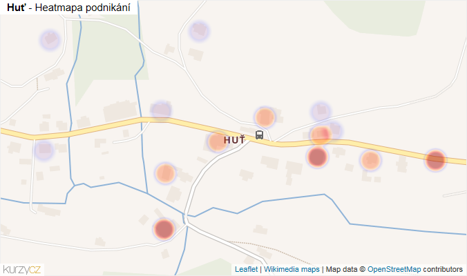 Mapa Huť - Firmy v části obce.