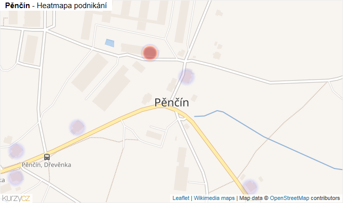 Mapa Pěnčín - Firmy v části obce.
