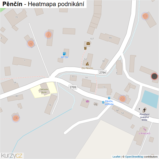 Mapa Pěnčín - Firmy v obci.