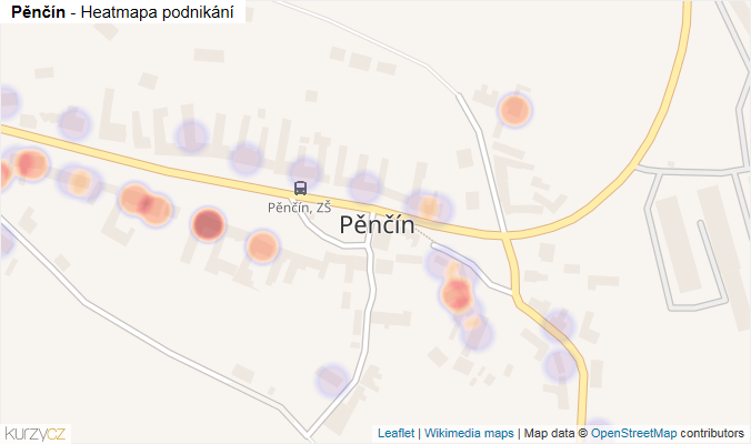 Mapa Pěnčín - Firmy v části obce.