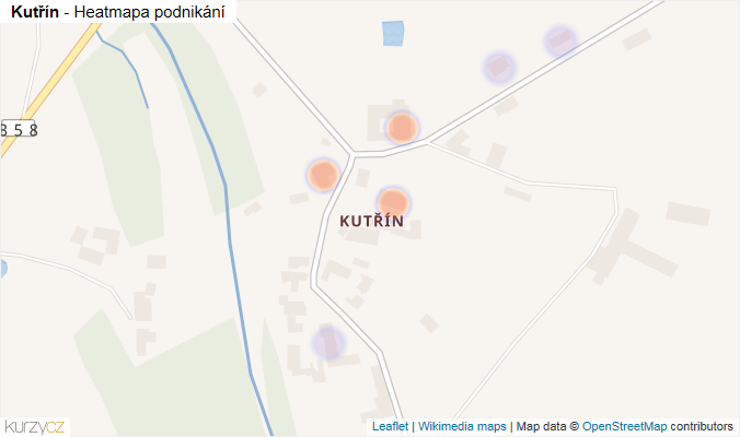 Mapa Kutřín - Firmy v části obce.