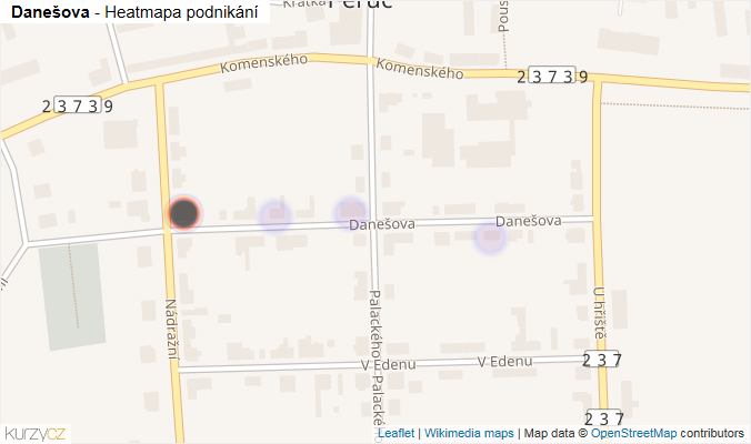 Mapa Danešova - Firmy v ulici.
