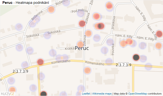 Mapa Peruc - Firmy v části obce.