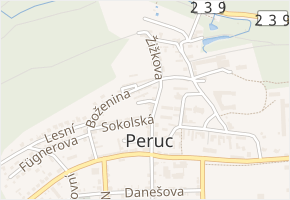 Pod Poštou v obci Peruc - mapa ulice