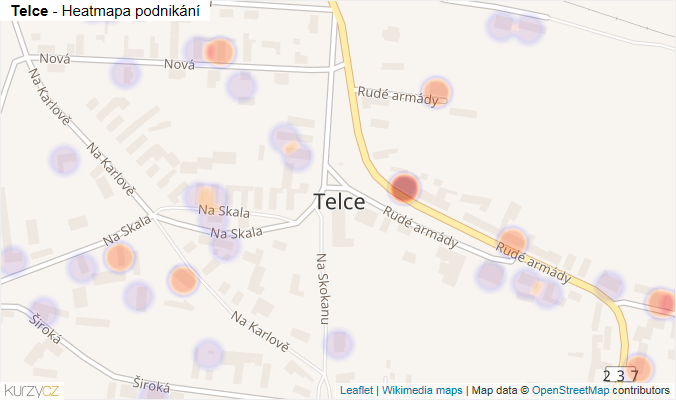 Mapa Telce - Firmy v části obce.
