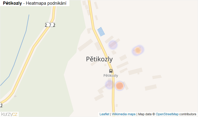 Mapa Pětikozly - Firmy v části obce.