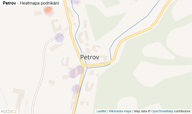 Mapa Petrov - Firmy v části obce.