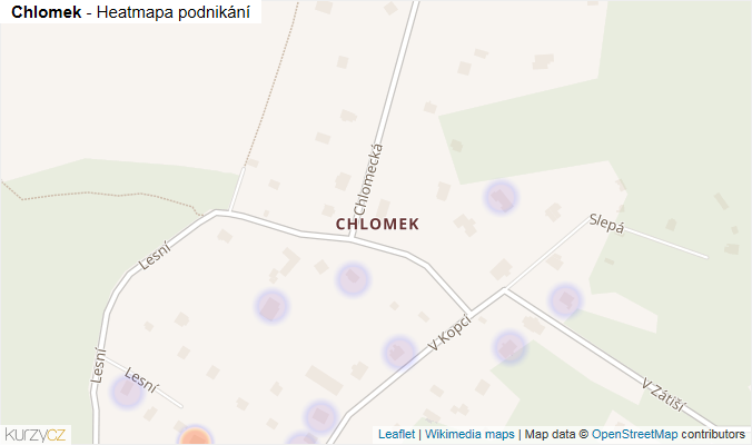 Mapa Chlomek - Firmy v části obce.