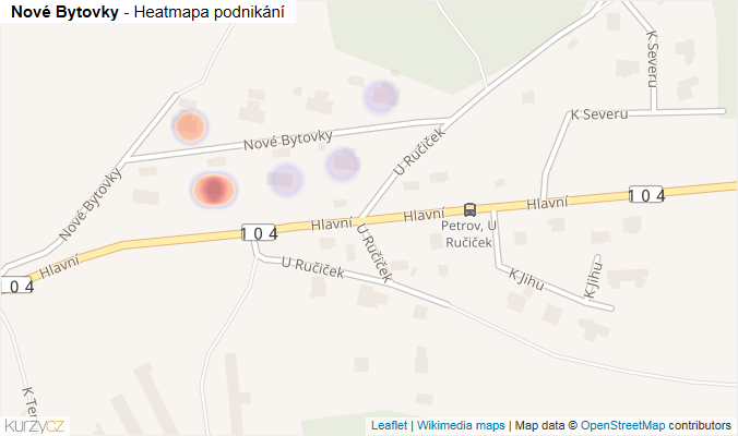 Mapa Nové Bytovky - Firmy v ulici.