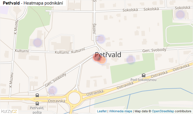 Mapa Petřvald - Firmy v části obce.