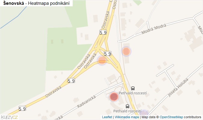 Mapa Šenovská - Firmy v ulici.