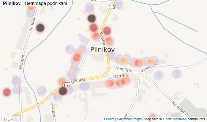 Mapa Pilníkov - Firmy v části obce.