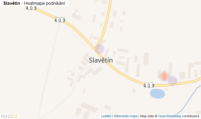 Mapa Slavětín - Firmy v části obce.