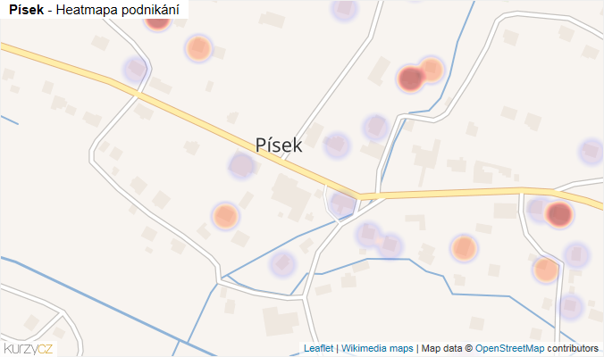 Mapa Písek - Firmy v části obce.