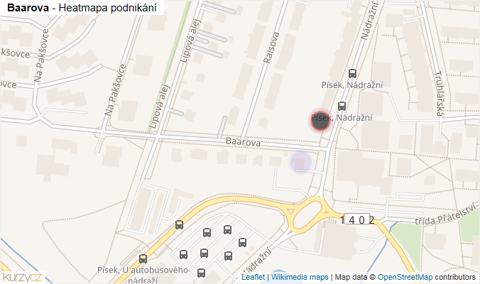 Mapa Baarova - Firmy v ulici.