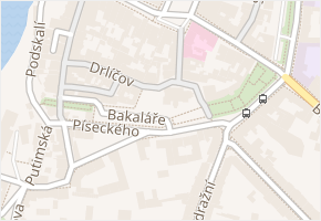 Bakaláře v obci Písek - mapa ulice