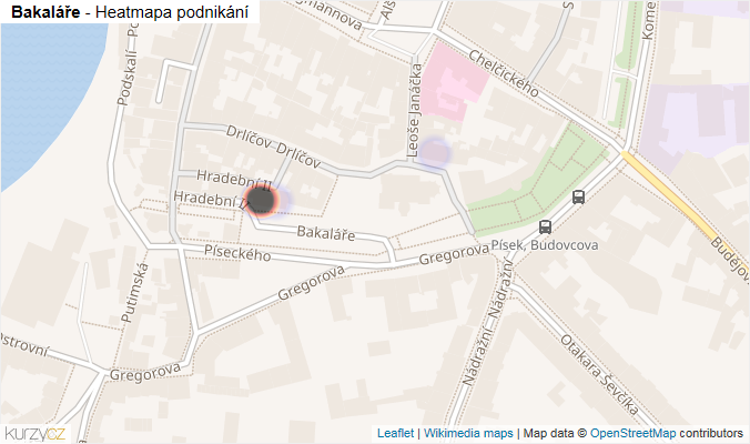 Mapa Bakaláře - Firmy v ulici.