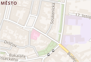 Chelčického v obci Písek - mapa ulice