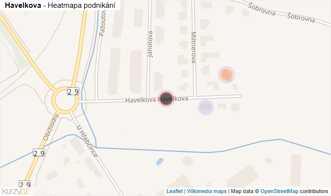 Mapa Havelkova - Firmy v ulici.