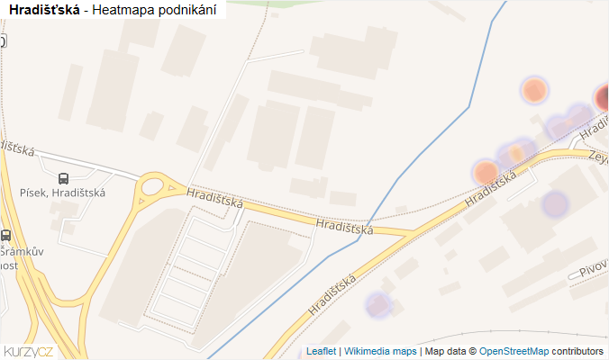 Mapa Hradišťská - Firmy v ulici.