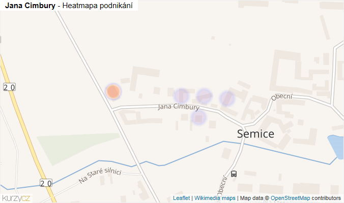 Mapa Jana Cimbury - Firmy v ulici.