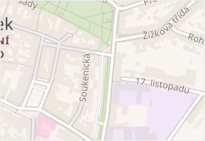 Komenského v obci Písek - mapa ulice