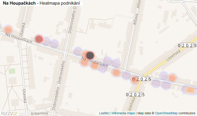 Mapa Na Houpačkách - Firmy v ulici.