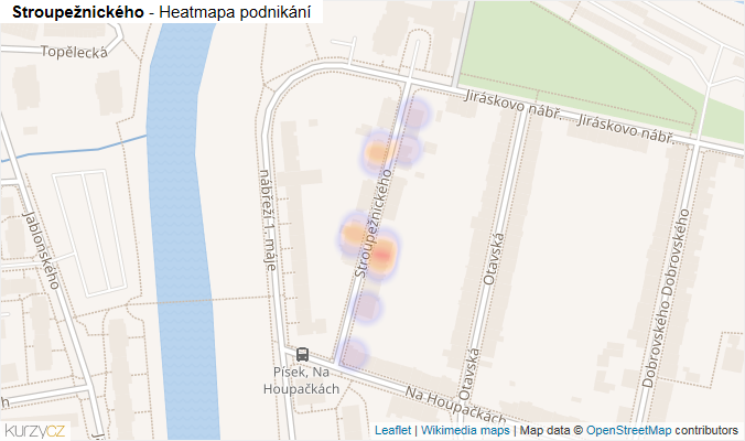 Mapa Stroupežnického - Firmy v ulici.