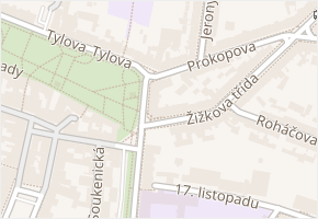 Žižkova třída v obci Písek - mapa ulice