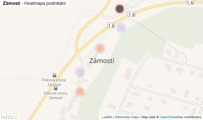 Mapa Zámostí - Firmy v části obce.