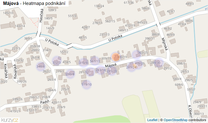 Mapa Májová - Firmy v ulici.
