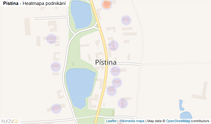 Mapa Pístina - Firmy v části obce.