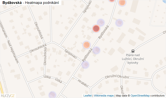 Mapa Bydžovská - Firmy v ulici.