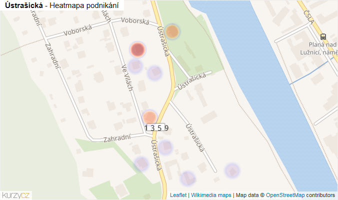 Mapa Ústrašická - Firmy v ulici.