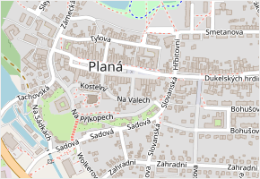 Hvězdná v obci Planá - mapa ulice