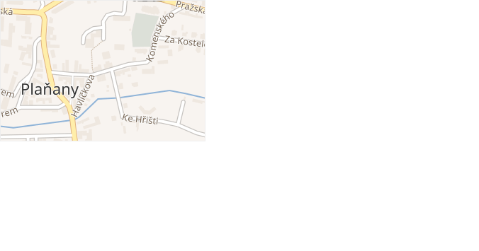 Komenského v obci Plaňany - mapa ulice