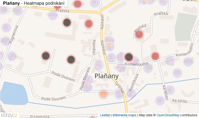 Mapa Plaňany - Firmy v části obce.