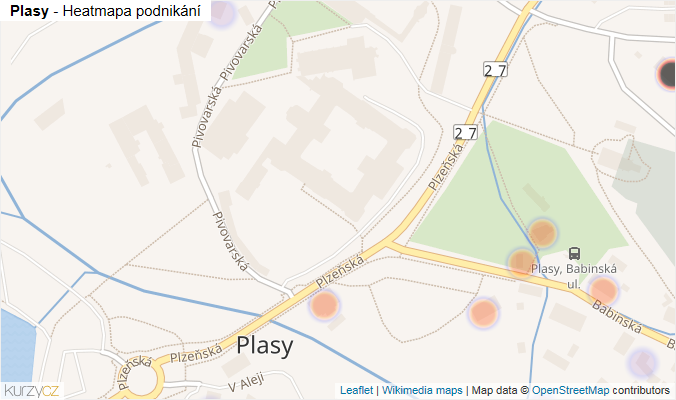 Mapa Plasy - Firmy v části obce.